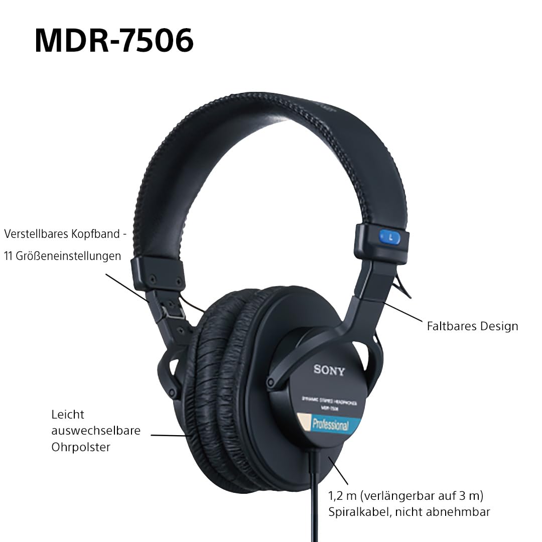 sony-mdr-7506-geschlossener-kabelgebundener-studio-monitor-kopfh-rer-10-hz-20-kh image 8