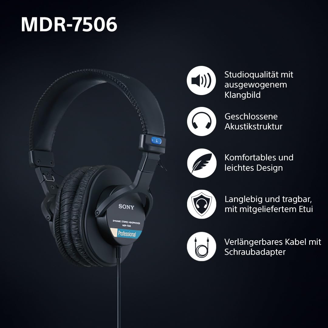 sony-mdr-7506-geschlossener-kabelgebundener-studio-monitor-kopfh-rer-10-hz-20-kh image 2
